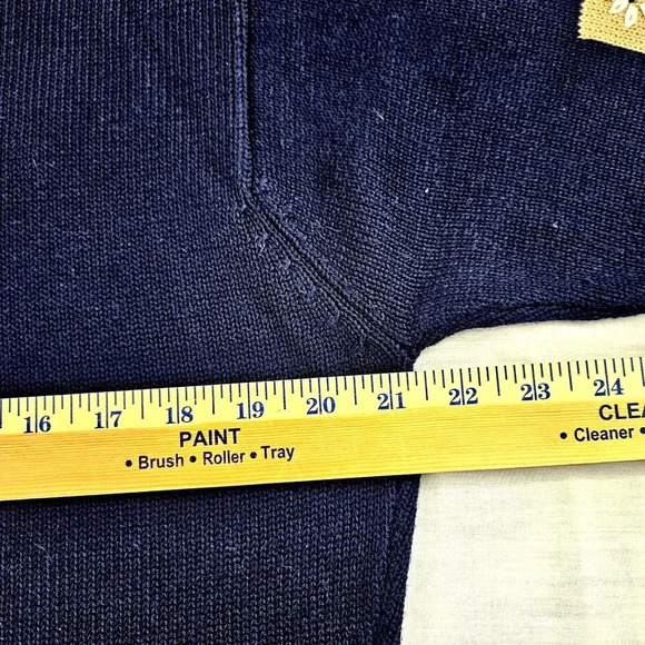 Vintage Pendleton Cardigan Womens Large Navy Blue Short Sleeve Knit Flower Leave - Picture 11 of 13